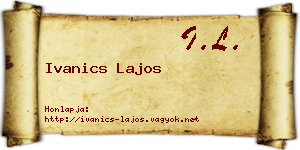 Ivanics Lajos névjegykártya